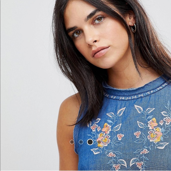 ASOS denim embroidered swing dress - Picture 4 of 7